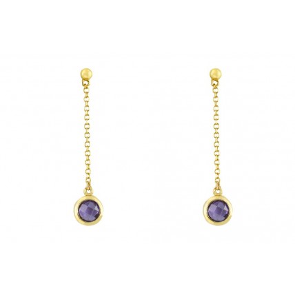 Σκουλαρίκια σε κίτρινο χρυσό με double amethyst πέτρα (E41 - PX215) Σκουλαρίκια σε κίτρινο χρυσό με double amethyst πέτρα (E41 - PX215)